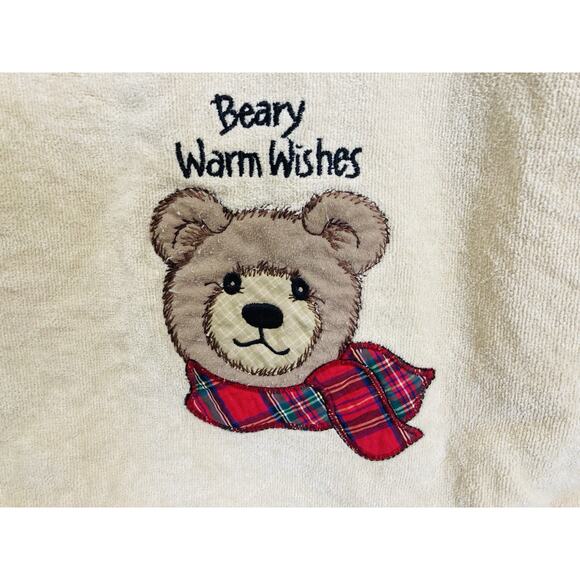 Vintage Christmas Body Towels Set 3 Teddy Bear Tartan Beary Warm Wishes Bathwork - Picture 2 of 15